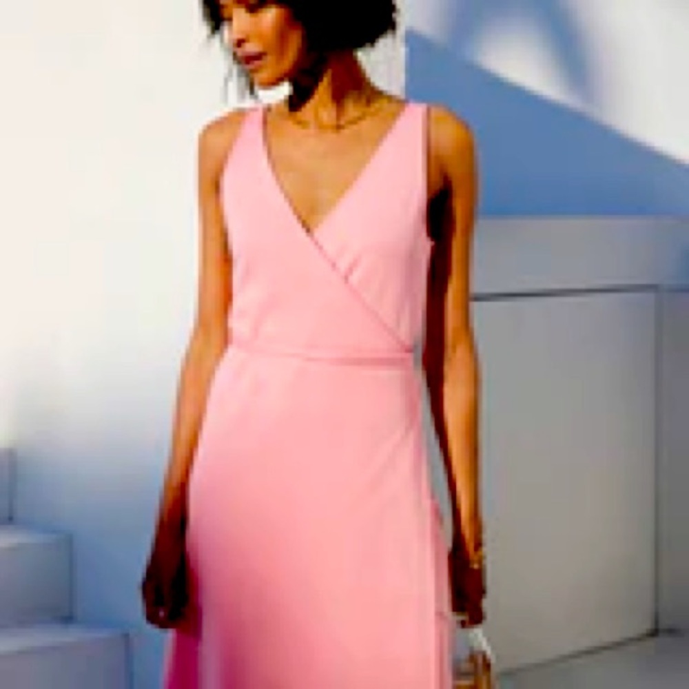 AYR Pink V-Neck Wrap Sleeveless Dress